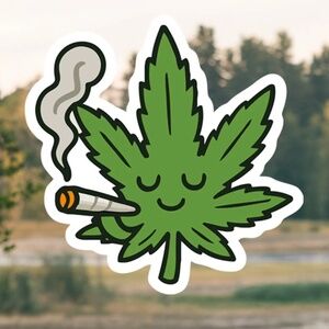 Weed Smoking A Joint Leaf Waterproof Vinyl Sticker 6x6cm